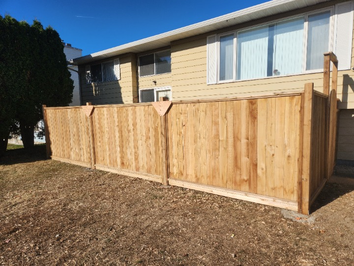 Cedar privacy fence construction